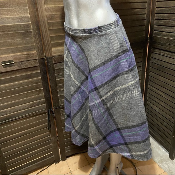 Vintage Flannel Wool Midi Skirt A Line Modest Gray/Purple Eclectic Small Preppy - Picture 11 of 11